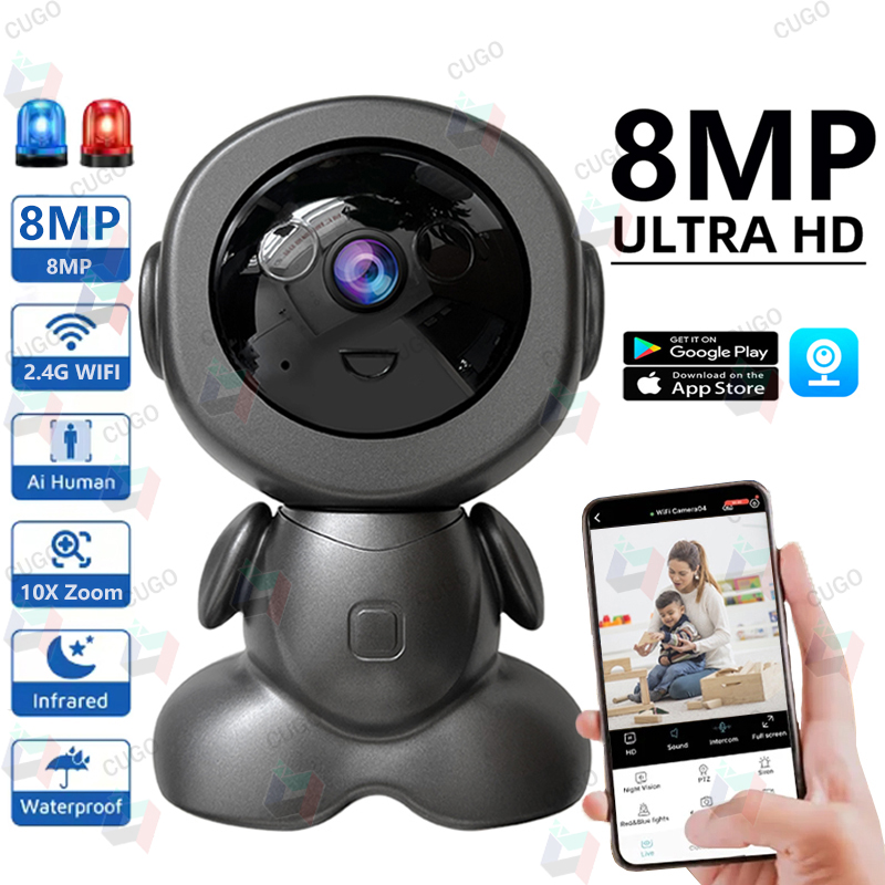 Home Security Robots - 8MP Wifi Surveillance Robot Camera PTZ