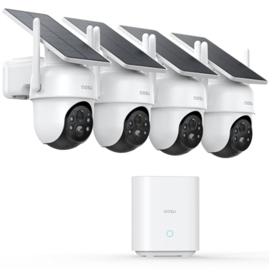 Home Security No Subscription - Security Cameras Outdoor Wireless, 4 Cam-Kit,