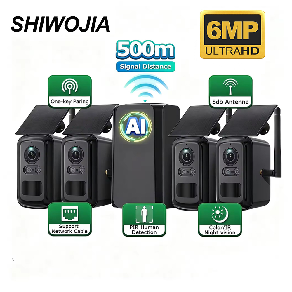 Home Security No Subscription - SHIWOJIA 6MP Solar Security System WIFI