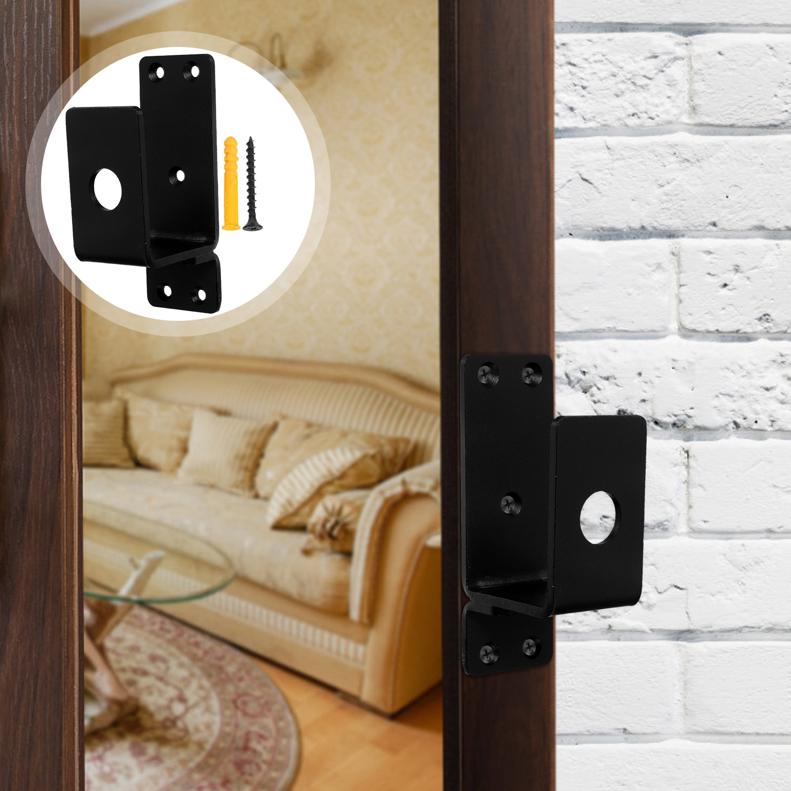 Home Security Bars - 1Set Heavy Duty Door Barricade Bracket