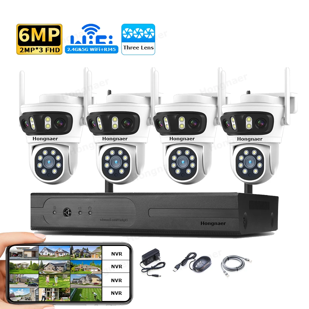 Home Security Systems - 2026 Hongnaer 6MP 4CH 3 Lens