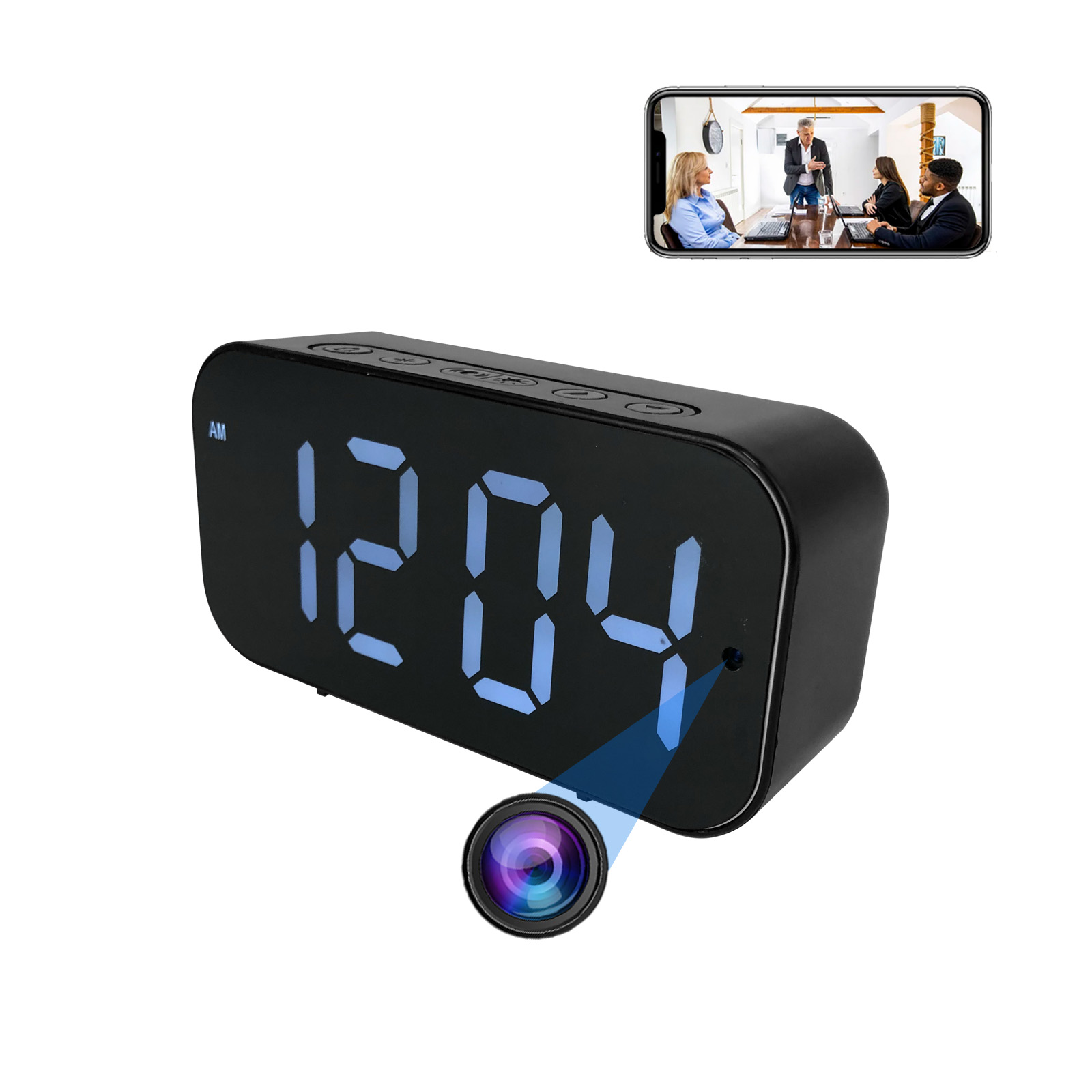 Hidden Camera Clock - Wi-Fi Clock Camera with 1080P HD,