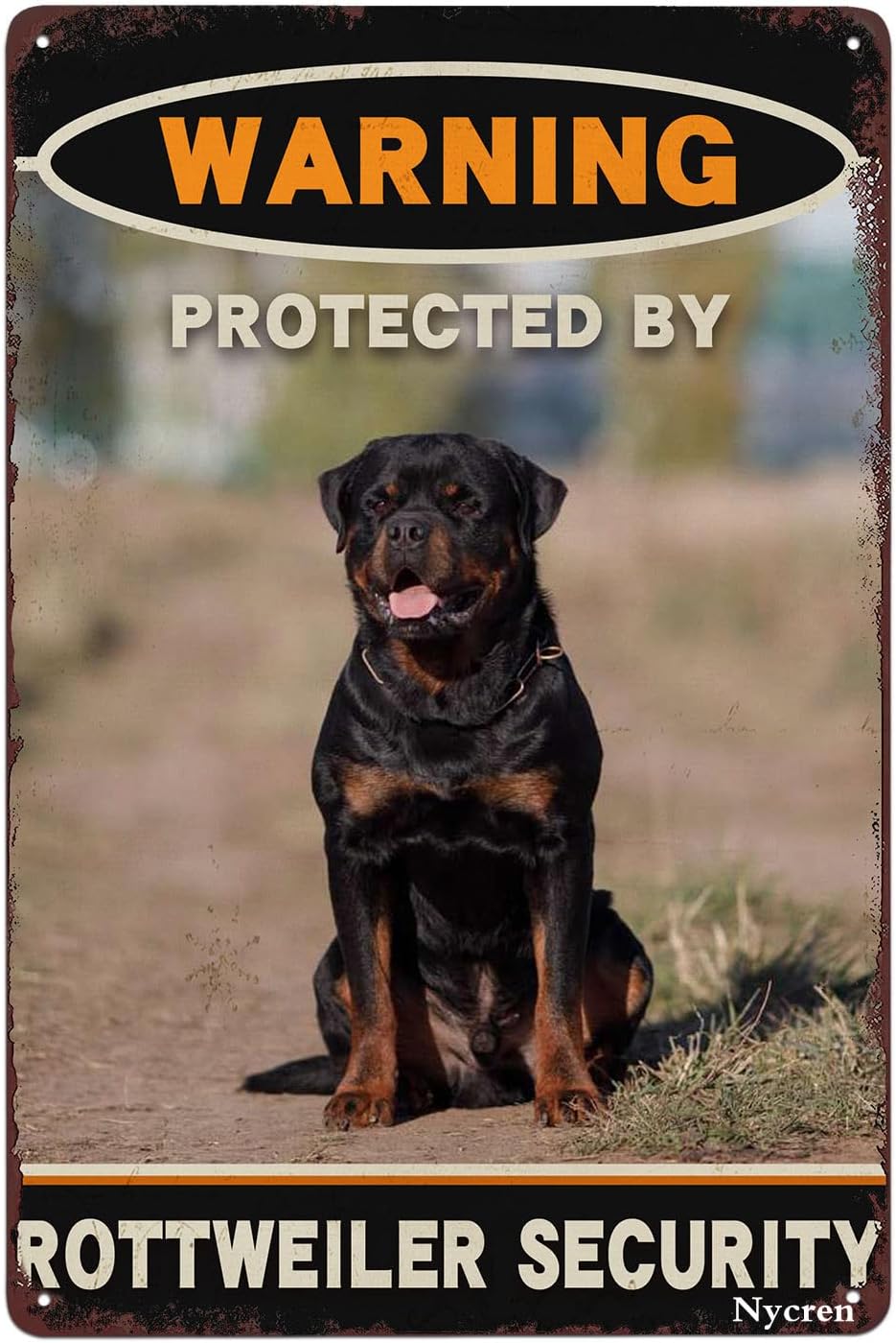 Home Security Bars - Dog Warning Tin Sign Protected by