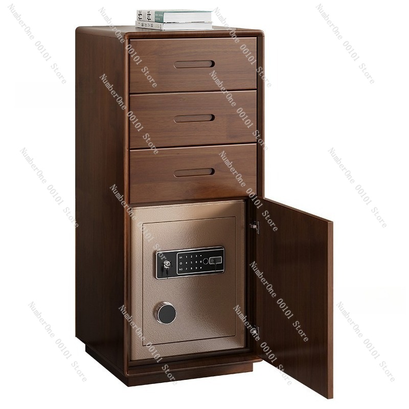 Home Security Units - Multi-Functional Solid Wood Bedside Cabinet with