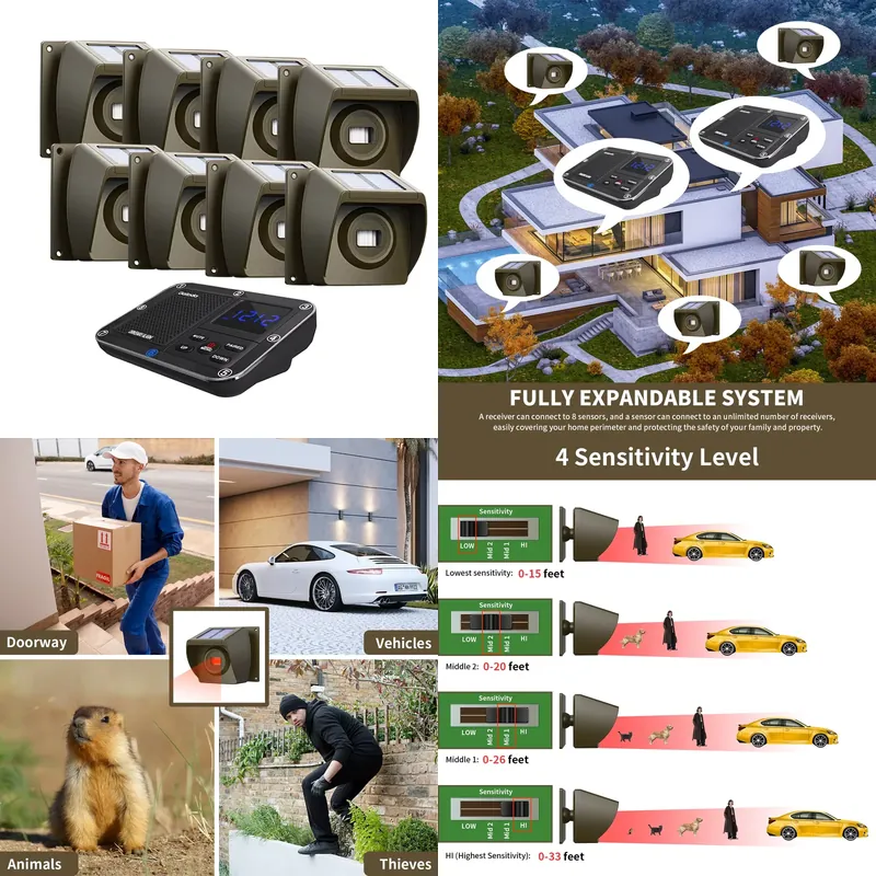 Home Security Systems - Outdoor Solar - Powered Wireless Driveway