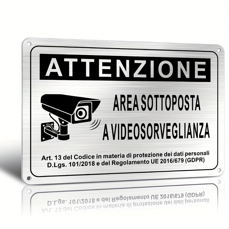 Home Security With Camera - Italian Security Sign 20X30cm – Aluminum