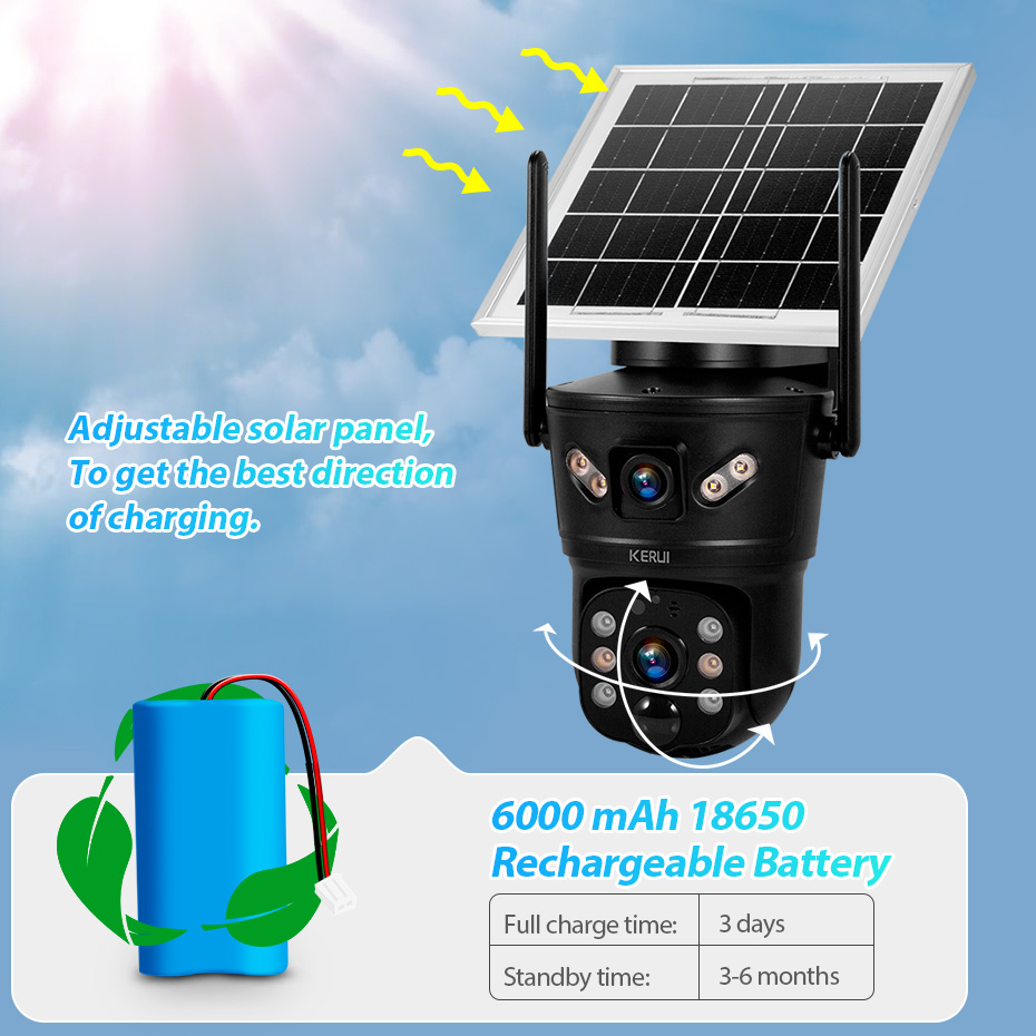 KERUI 6MP 4G SIM WiFi Solar Ca - Home Security Front Door ulasan dan harga