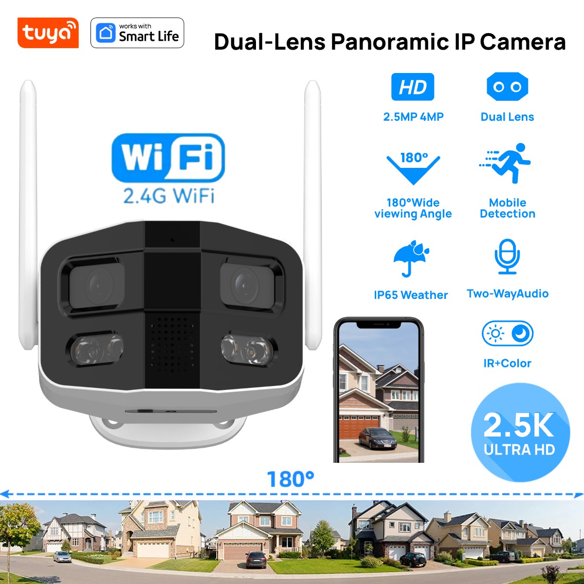 Tuya Smart 4MP 2.5K Dual-Lens  - Home Security Camera Xiaomi ulasan dan harga