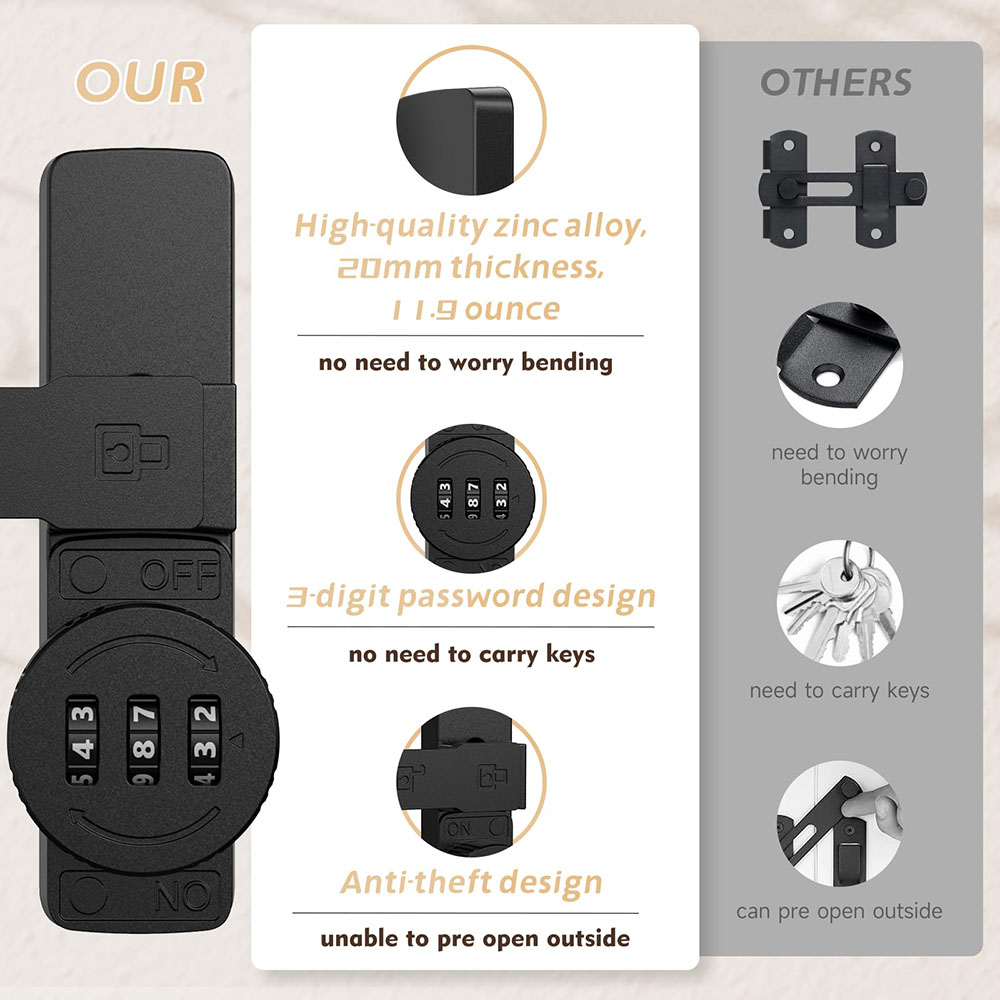 Security Barn Door Lock 3-Digi - Home Security Door ulasan dan harga