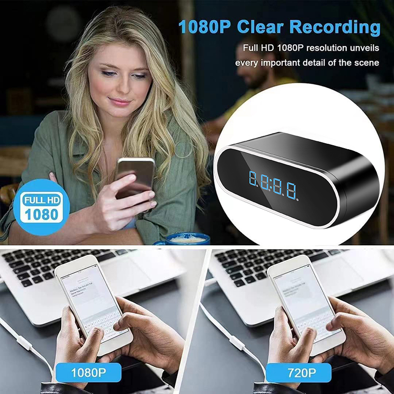 Full HD 1080P Alarm Clock Mini - Hidden Camera Clock ulasan dan harga