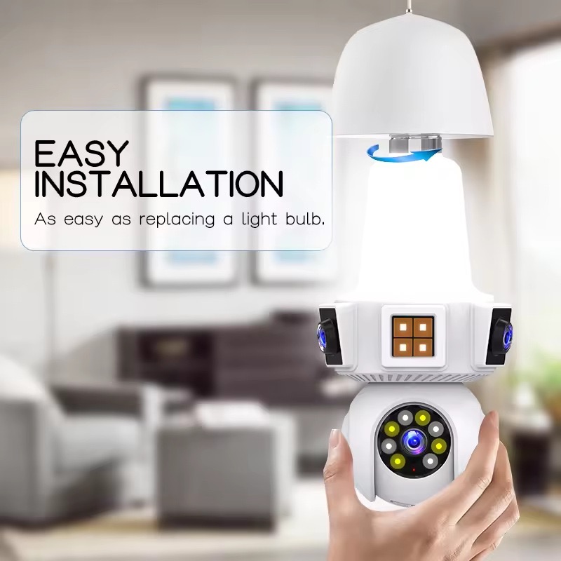 6MP V380pro APP Dual Lens Full - Home Security Flood Lights ulasan dan harga