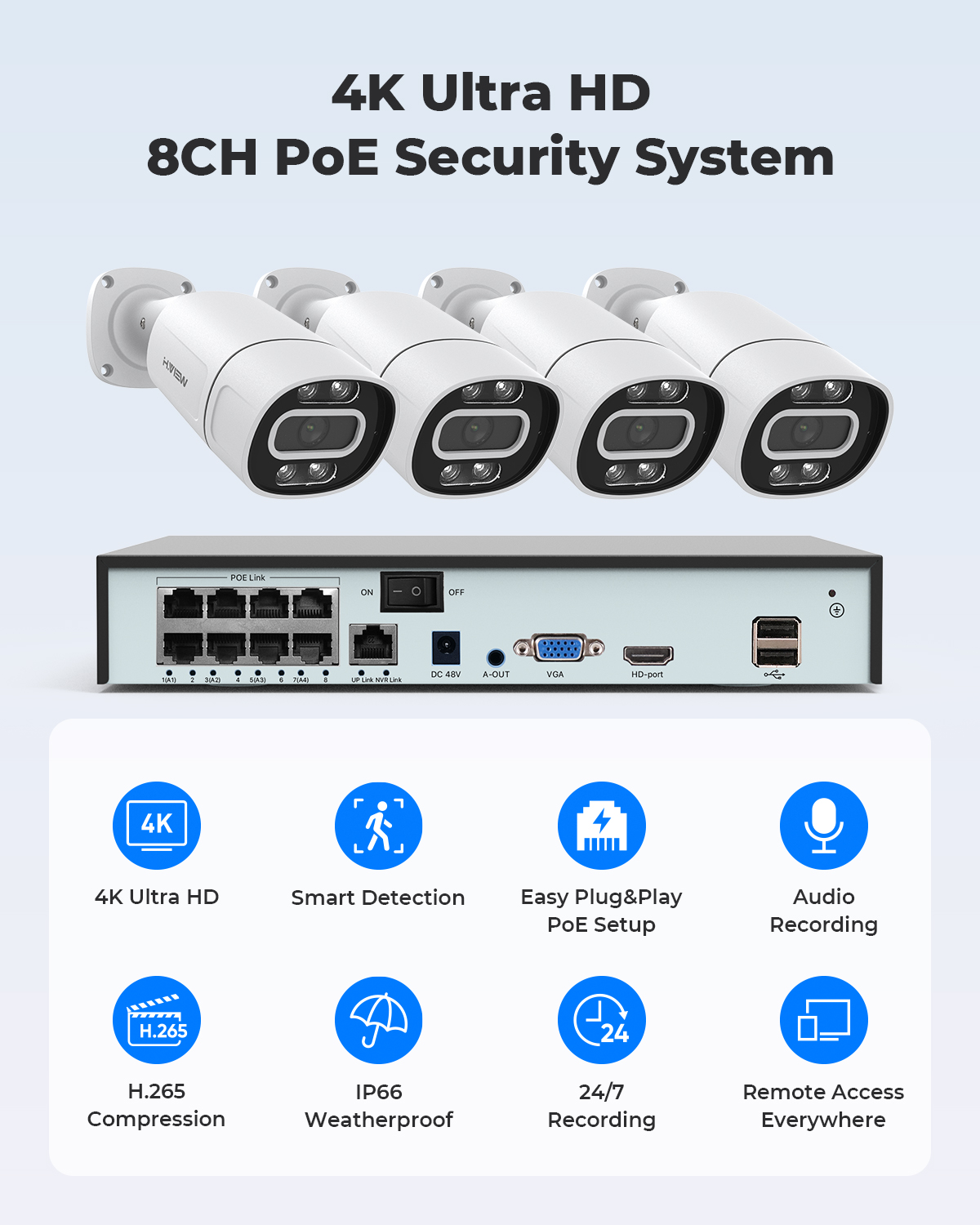 H.View 4K 5Mp 8Mp Poe CCTV Sec - Home Security Group ulasan dan harga