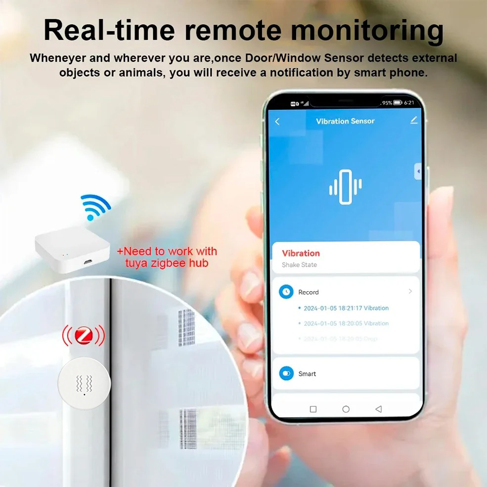 Tuya ZigBee Smart Vibration &  - Home Security Systems ulasan dan harga