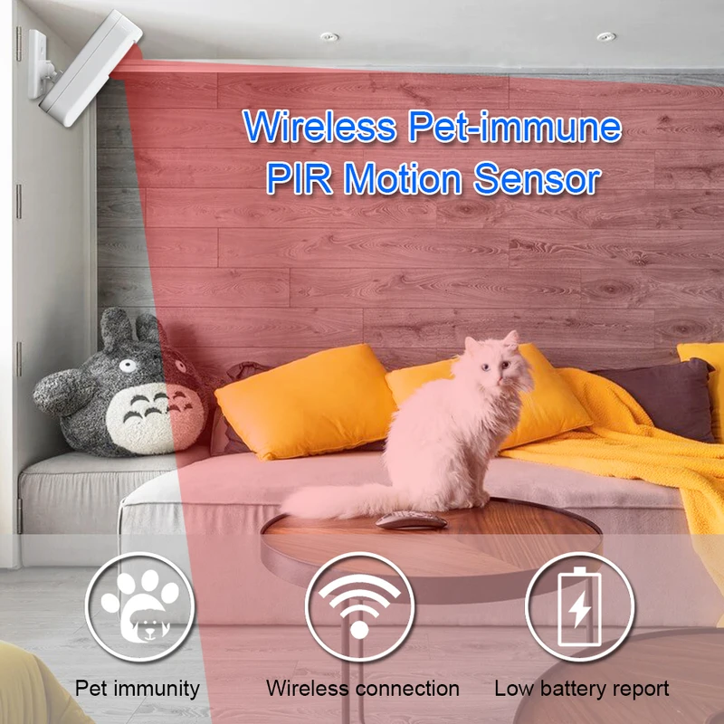 White Wireless 433MHz Infrared - Pet Immune Pir Sensor ulasan dan harga