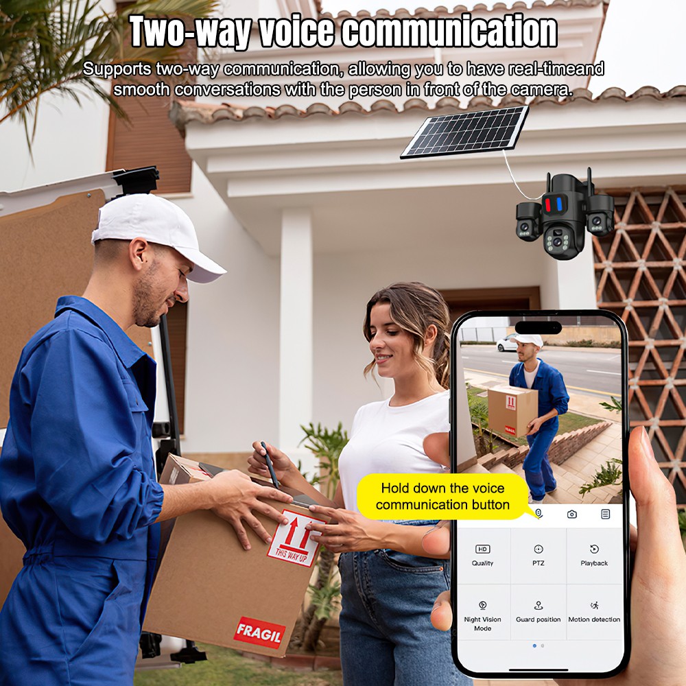 Solar WiFi PTZ Camera Outdoor  - Home Security Front Door ulasan dan harga