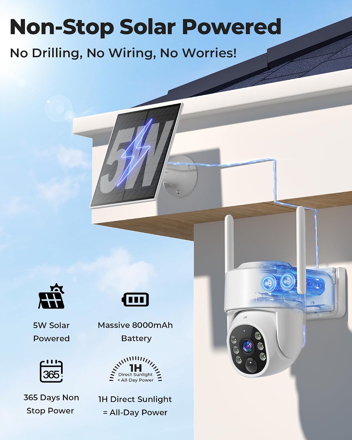 Solar Powered Wireless Outdoor - Home Security No Subscription ulasan dan harga