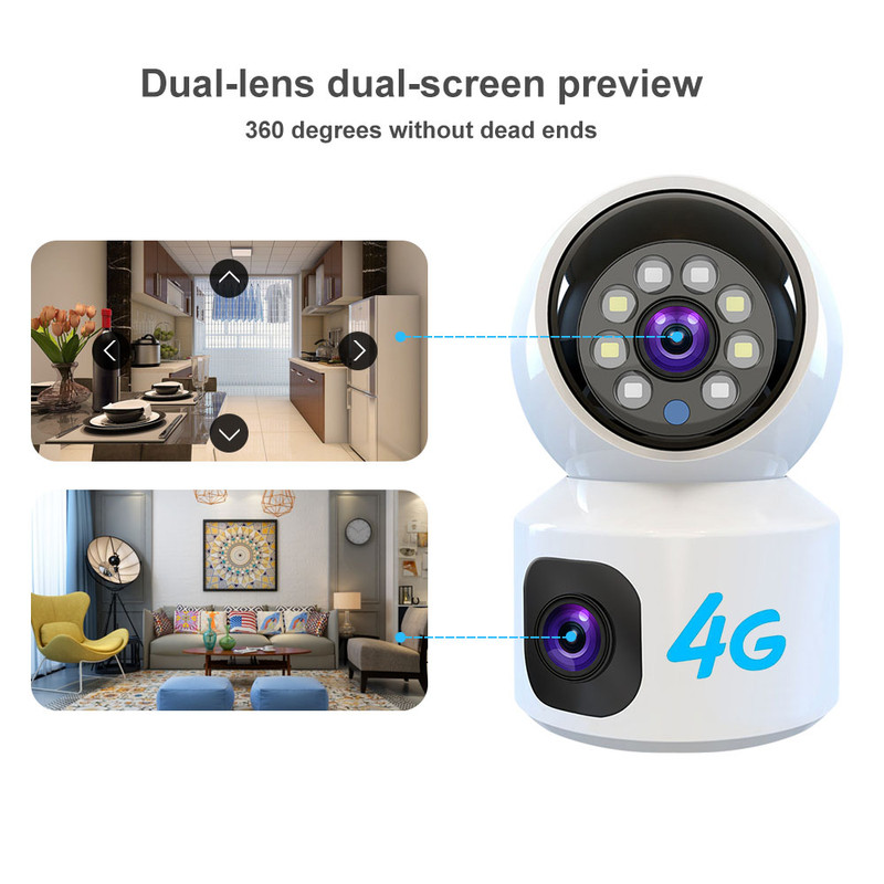 Dual Lens 6MP HD WiFi 4G PTZ C - Home Security Robots ulasan dan harga