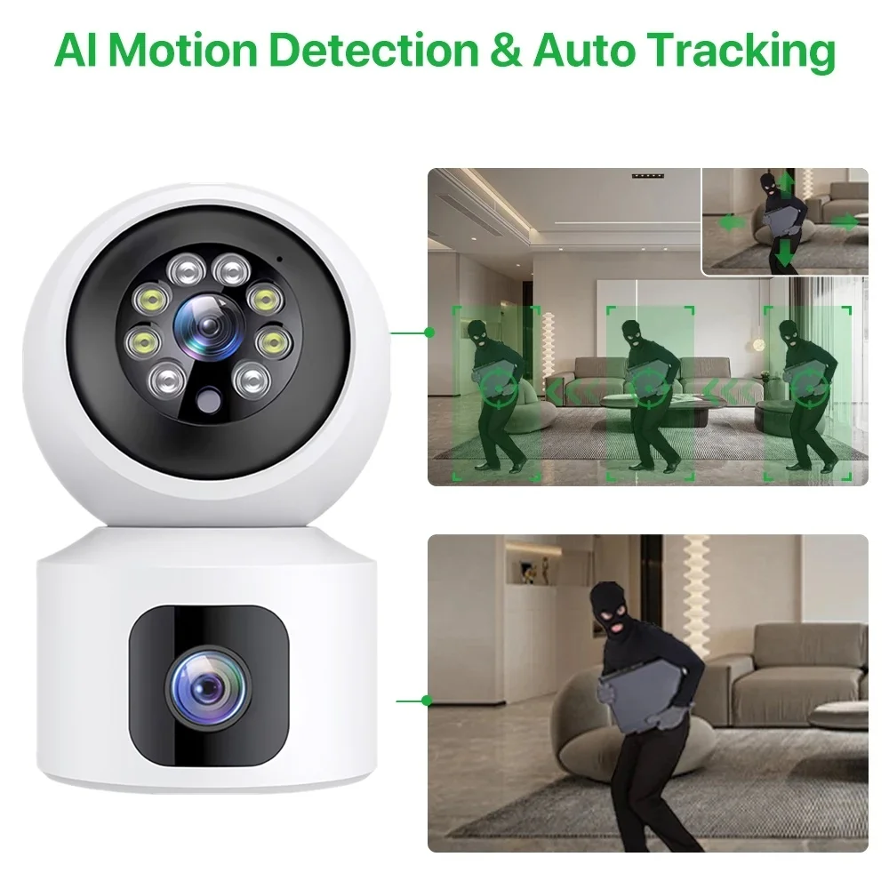 Dual Lens 6MP HD WiFi 4G PTZ C - Home Security Robots ulasan dan harga