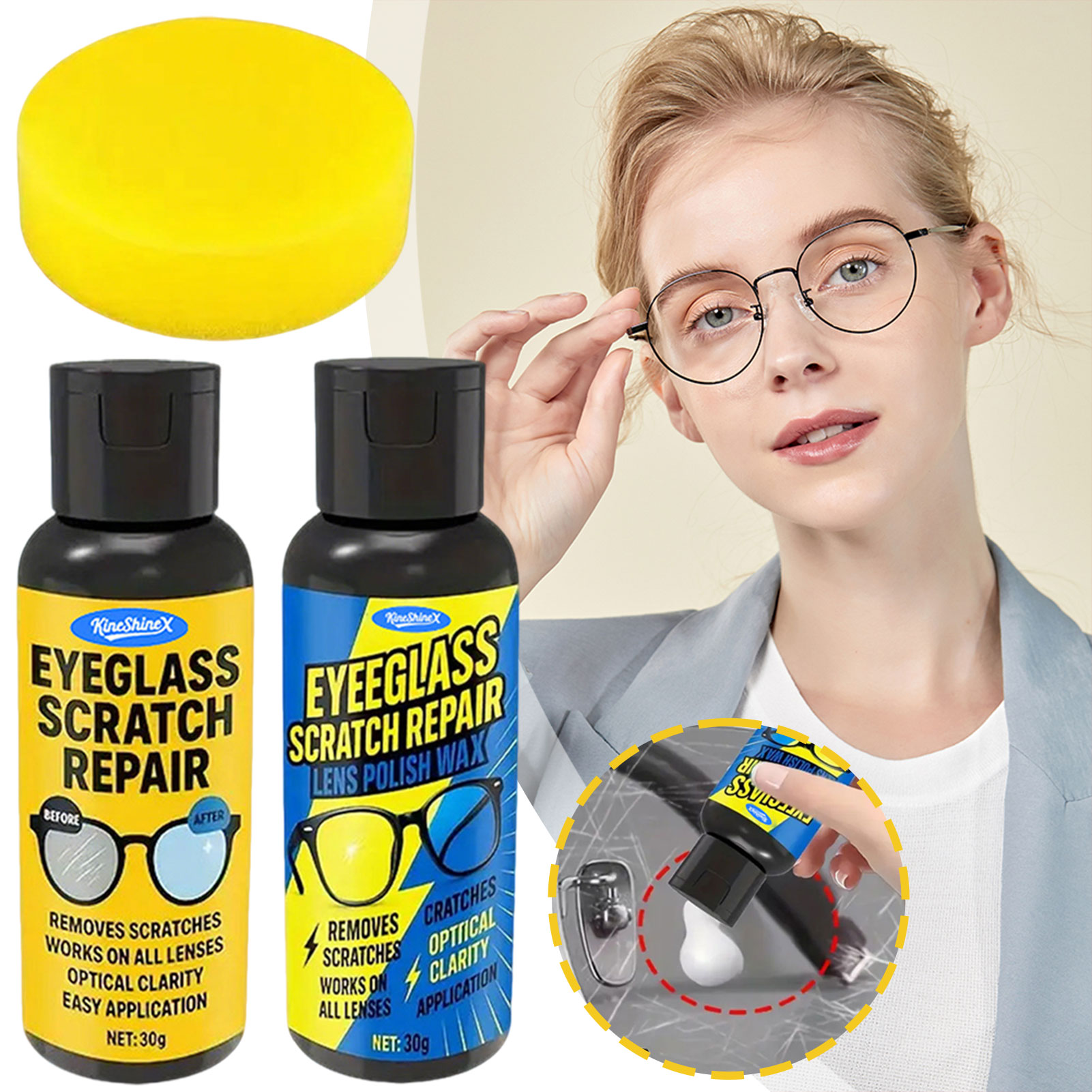 30g Scratch Remover for Eyegla - Glass Break Detector ulasan dan harga