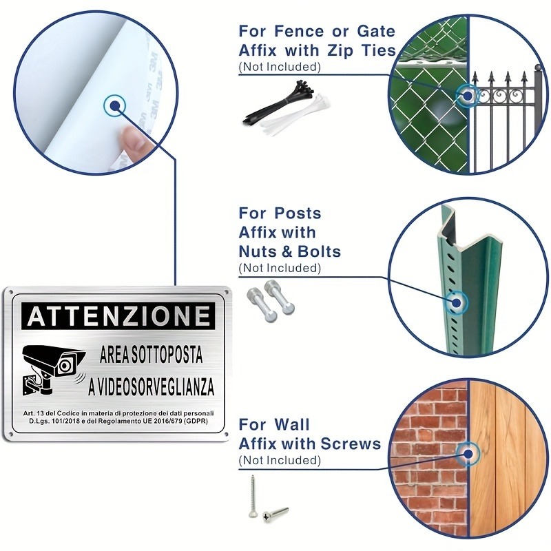 Italian Security Sign 20X30cm  - Home Security With Camera ulasan dan harga