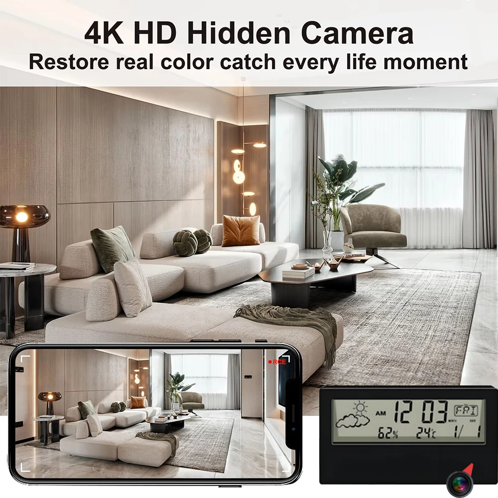 HD 4K New Mini WiFi Camera, Su - Hidden Camera Clock ulasan dan harga